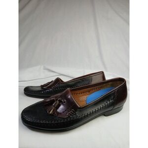 Lorenzo Banfi Men Black Brown Leather Two Tone Loafers Shoes Sz US 11 M Italian